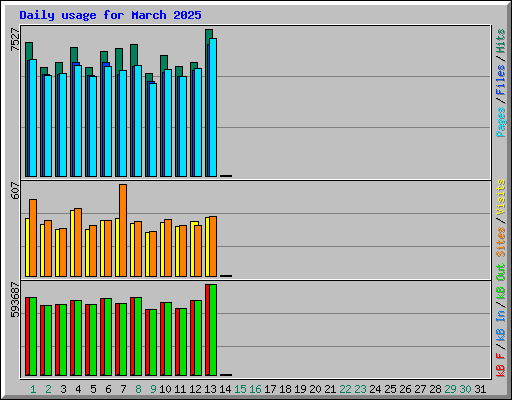 Daily usage for March 2025