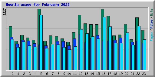 Hourly usage for February 2023